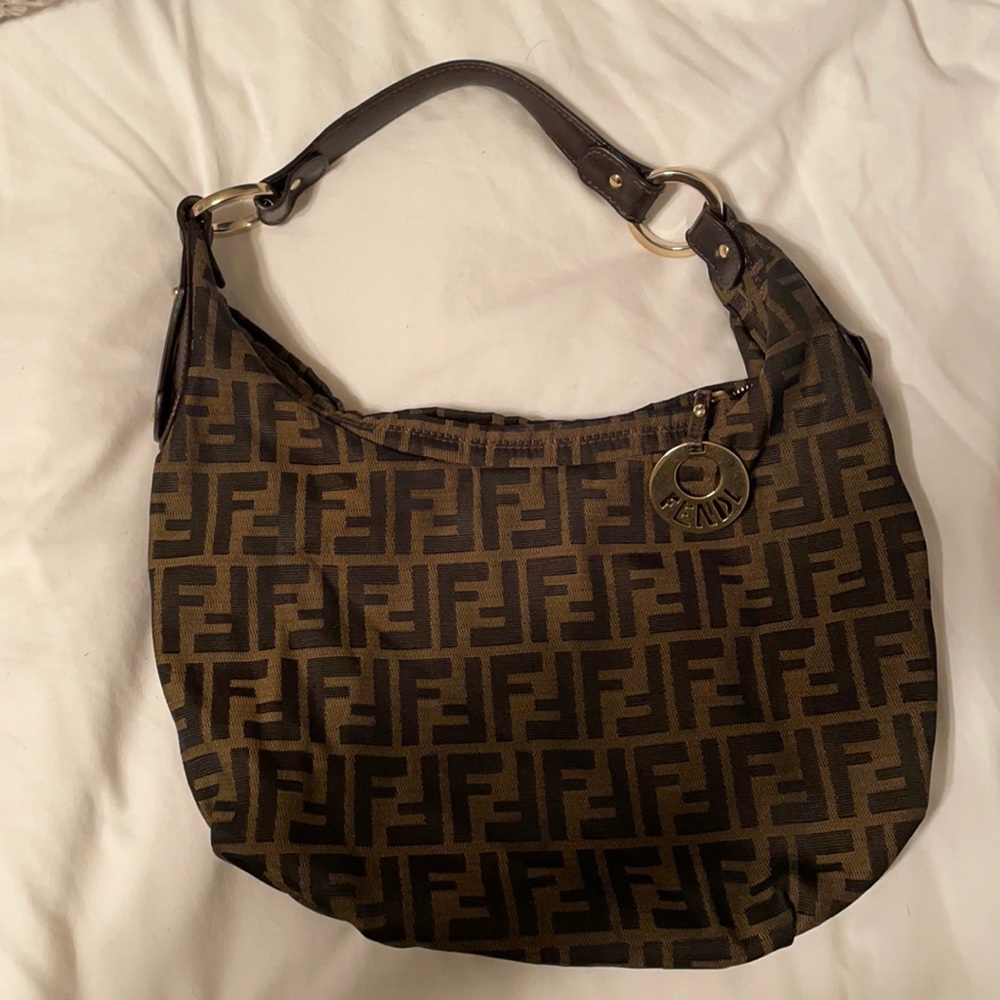 Authentic 1980s Zucca Fendi Logo bag dark brown